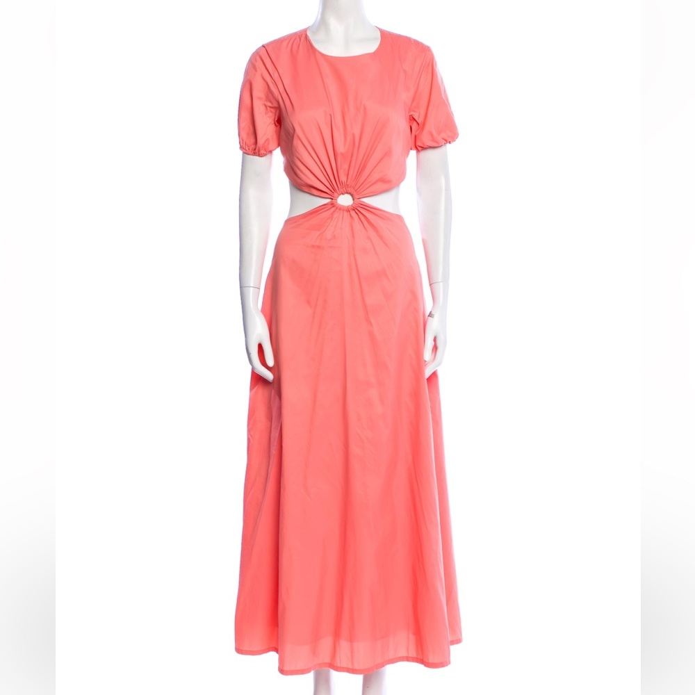 STAUD coral dress with cutouts and open back